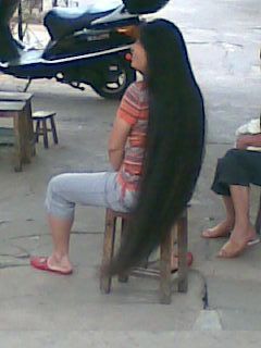 Long hair ladies sit on chair
