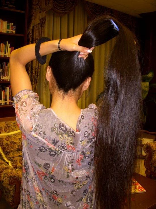 Knee length long hair show - [ChinaLongHair.com]