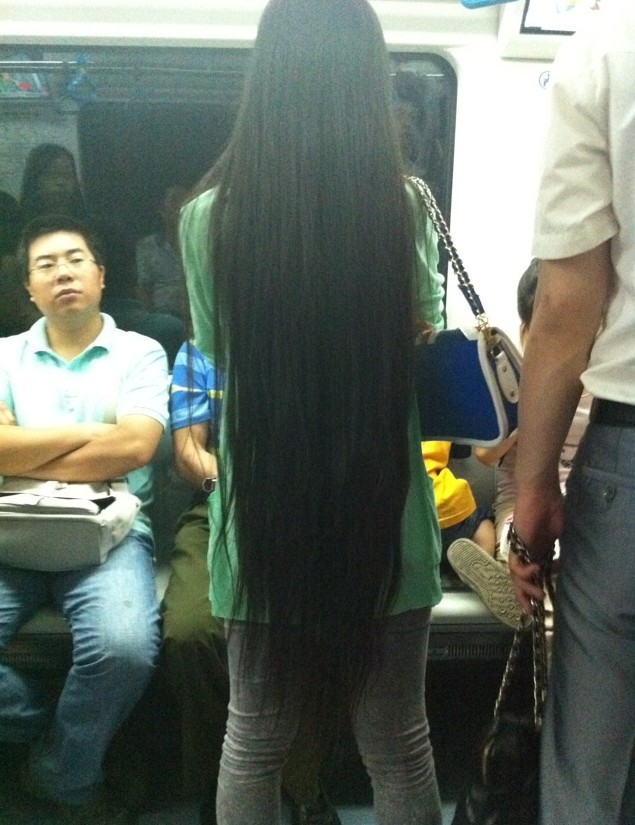 Long hair in subway
