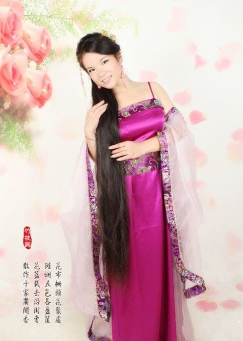 Beautiful long hair lady dressed in Chinese traditional clothes