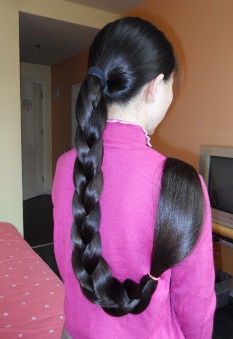 Silky long hair made to braid and beautiful bun - []