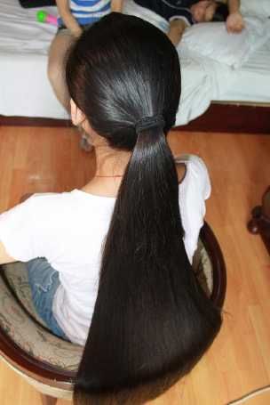 Mother has beautiful long hairstyles