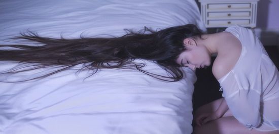 Long hair girl in sleeping - []
