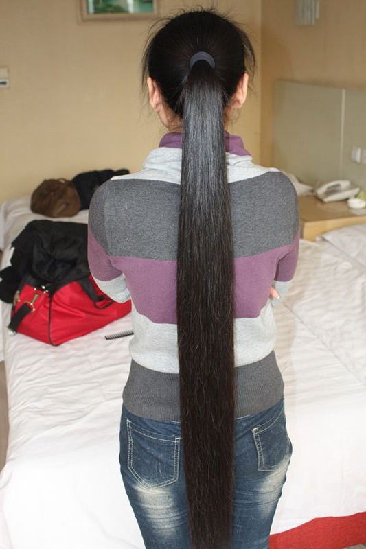 Silky long hair about thigh length