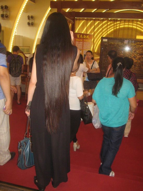 Very beautiful long hair lady in Shanghai museum