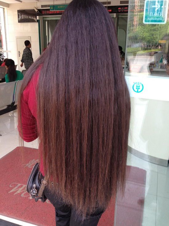 Butt length long hair met by accident