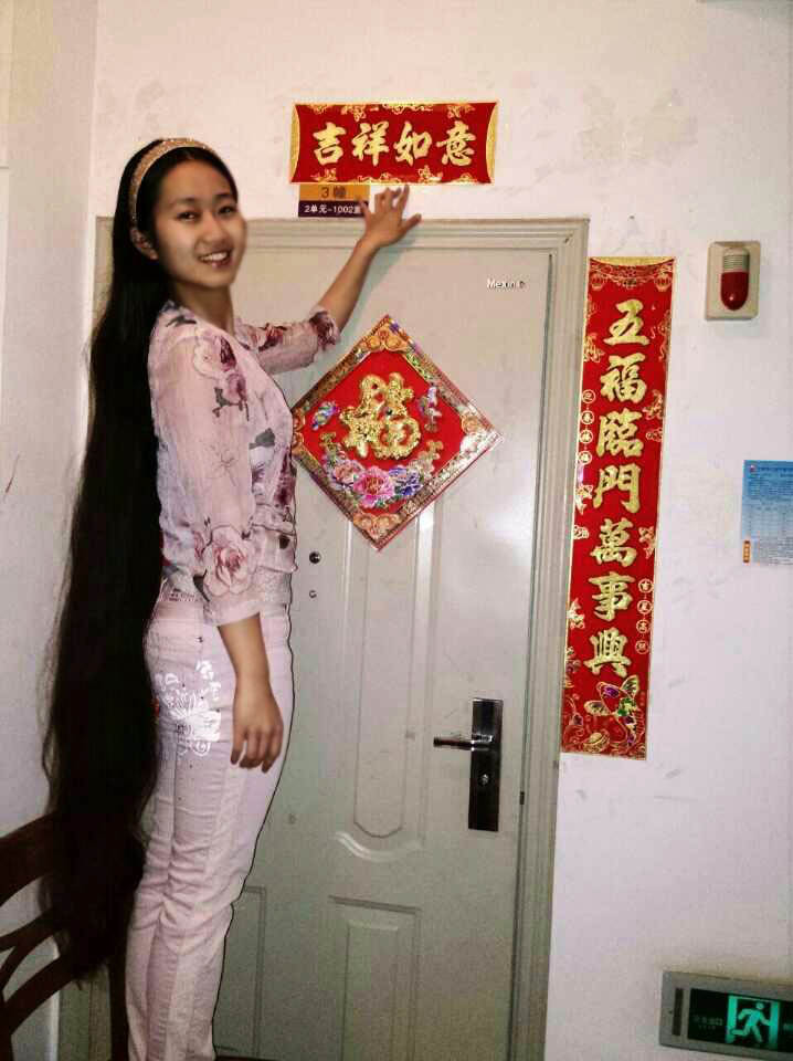 Long hair girl celebrate for Chinese new year
