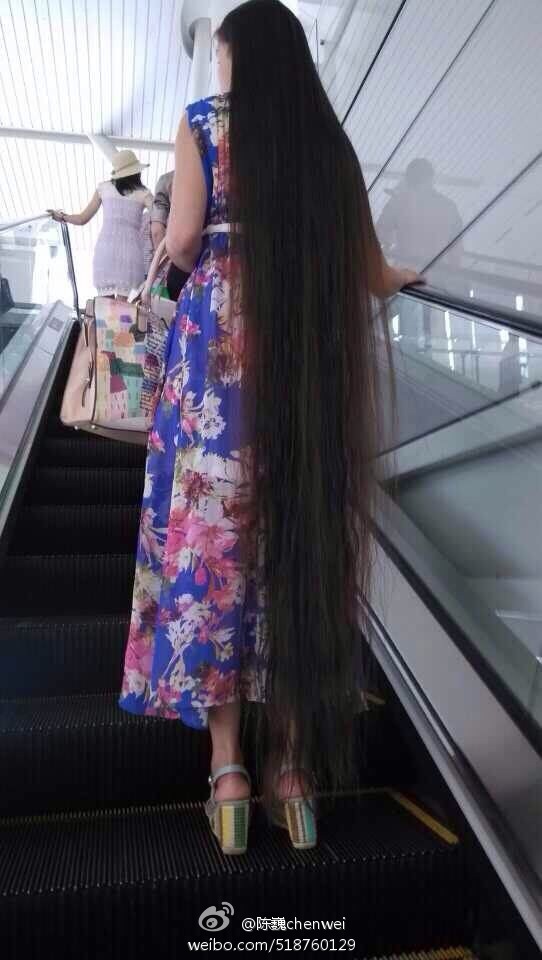 Floor length long hair on elevator
