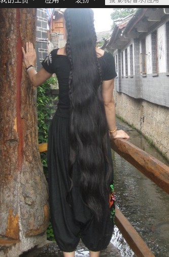Black long hair and black cloth