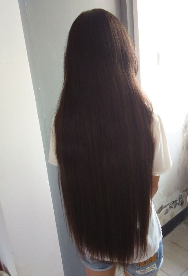 Hip length long hair student
