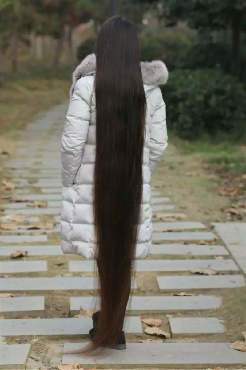 Floor length long hair in winter