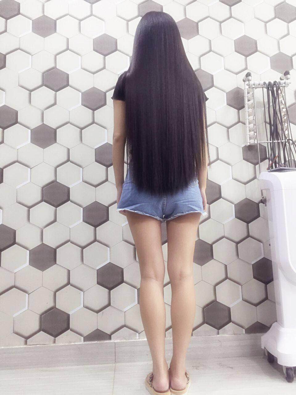 Hip length silky long hair